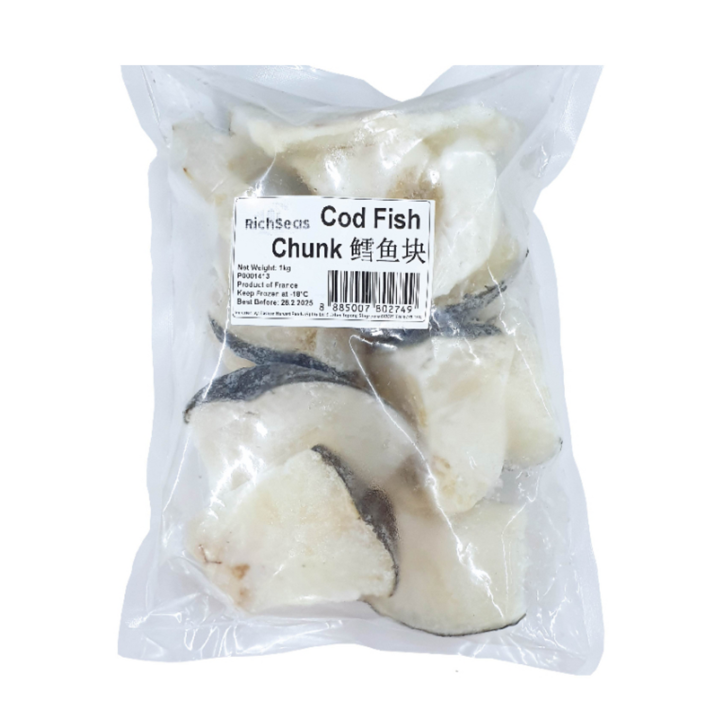 Rich Seas Cod Fish Chunk 1KG - Frozen