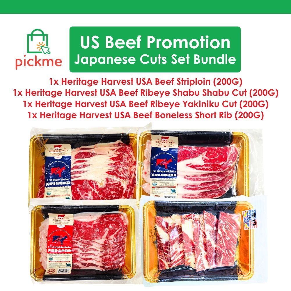 Heritage Harvest USA Beef Promotion | Japanese Cuts Set Bundle | Shabu Shabu Cut (Ribeye & Striploin) + Yakiniku Cut