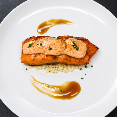 How to Make Teriyaki Miso Mentaiko Salmon with Cauliflower Rice in 15 minutes