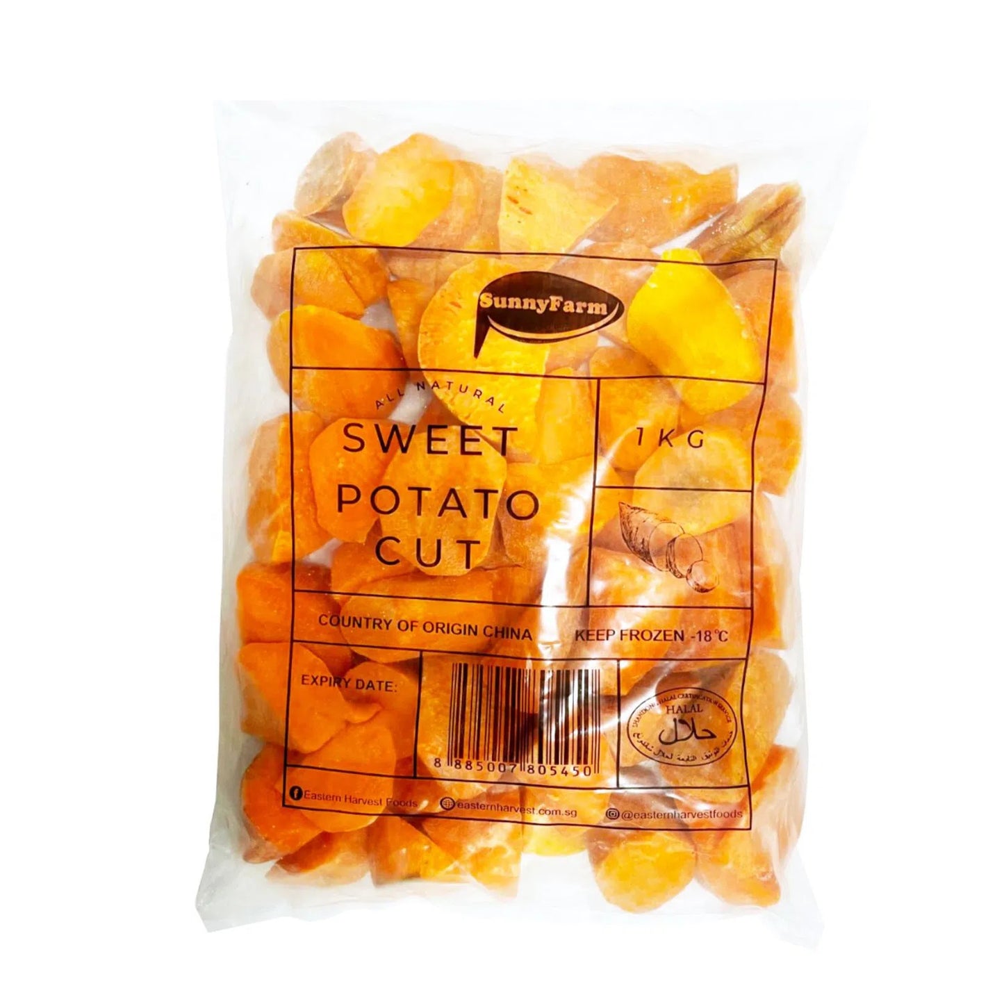 Sunny Farm Sweet Potato Cut 1KG - Frozen