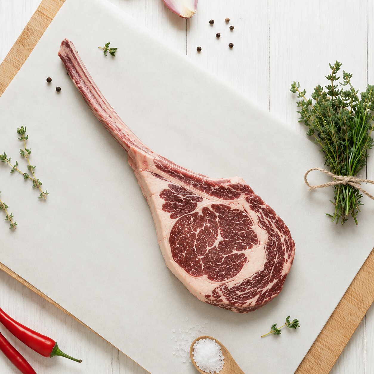 Angus USA Beef Tomahawk Single Rib 1.6kg - Frozen