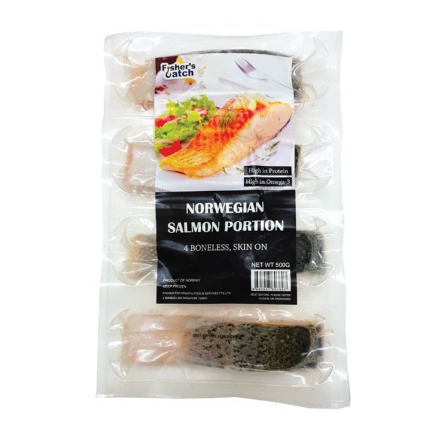 Fisher's Catch Norwegian Salmon Portion (Fine Steak Cut) 500G - Frozen