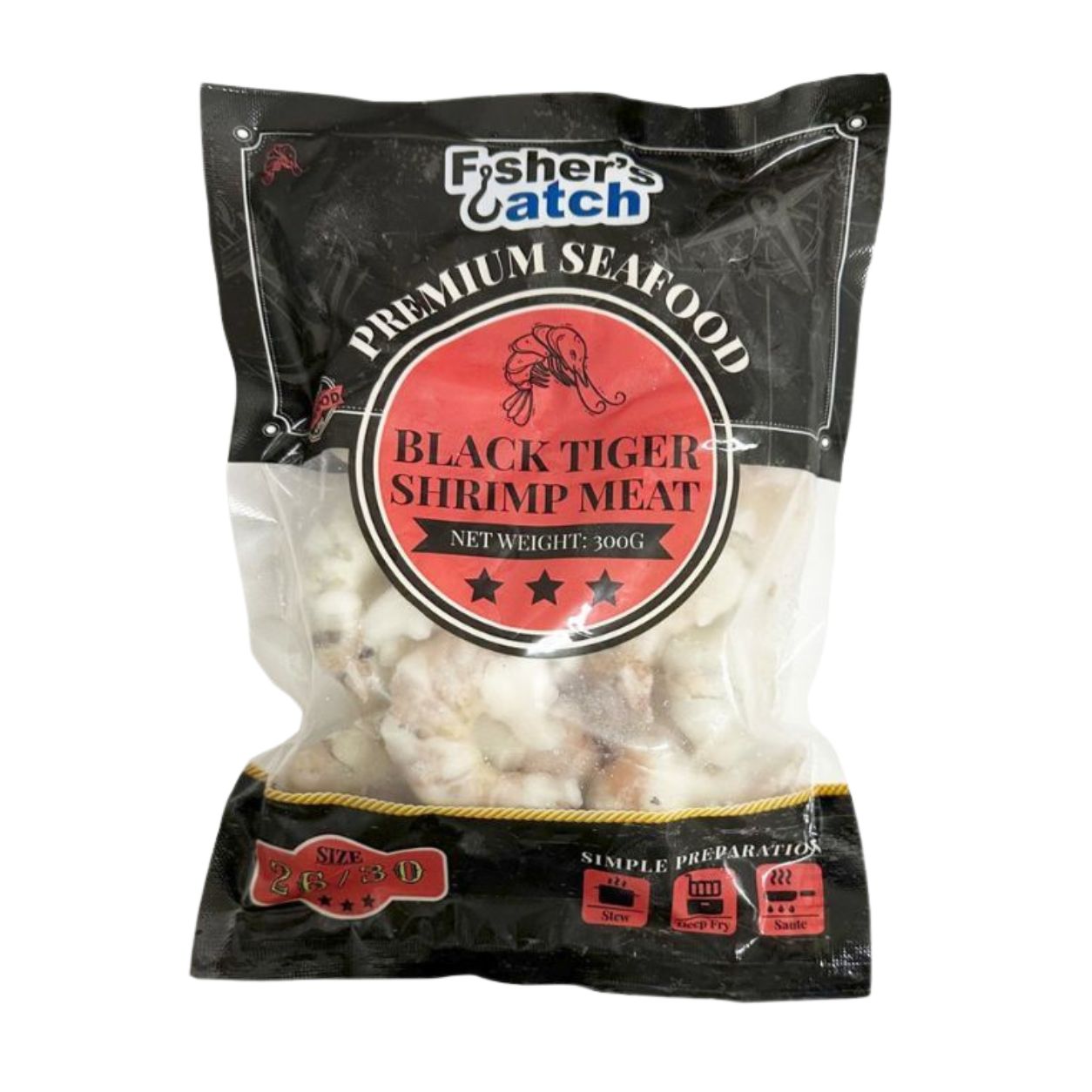 Fisher Catch Black Tiger Shrimp Meat 300g (Halal) - Frozen