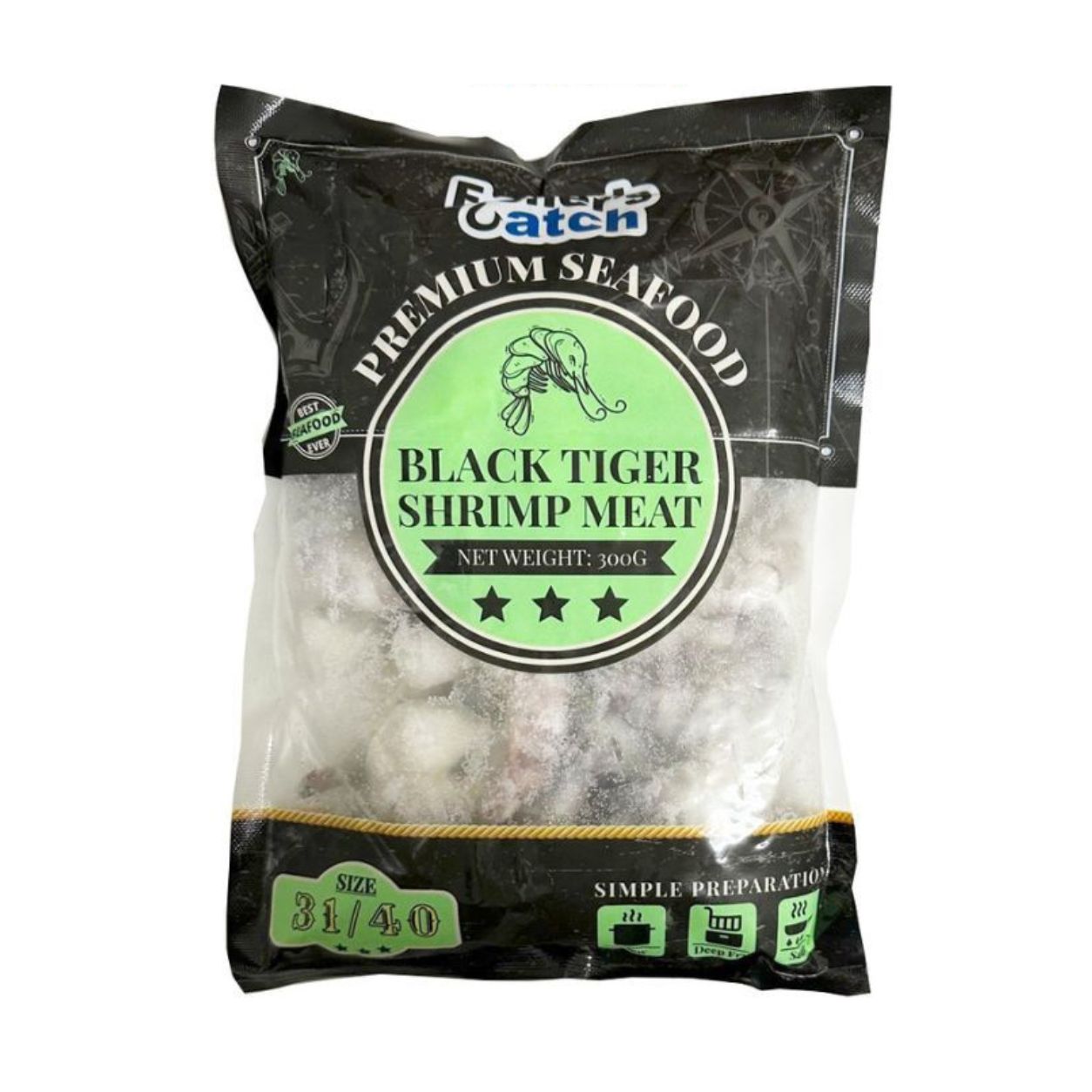 Fisher Catch Black Tiger Shrimp Meat 300g (Halal) - Frozen