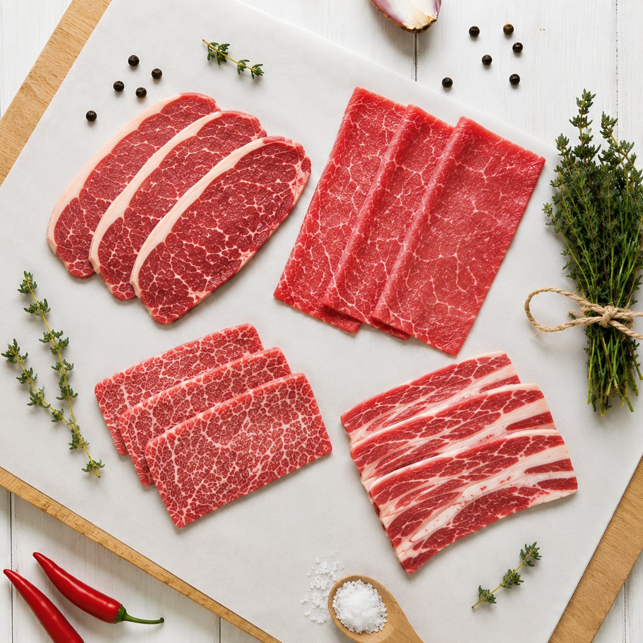 Heritage Harvest USA Beef Promotion | Japanese Cuts Set Bundle | Shabu Shabu Cut (Ribeye & Striploin) + Yakiniku Cut 1.8kg - Frozen