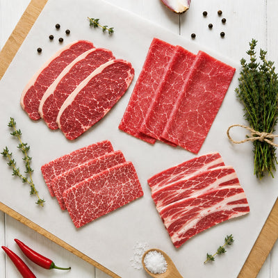 Heritage Harvest USA Beef Promotion | Japanese Cuts Set Bundle | Shabu Shabu Cut (Ribeye & Striploin) + Yakiniku Cut 1.8kg - Frozen