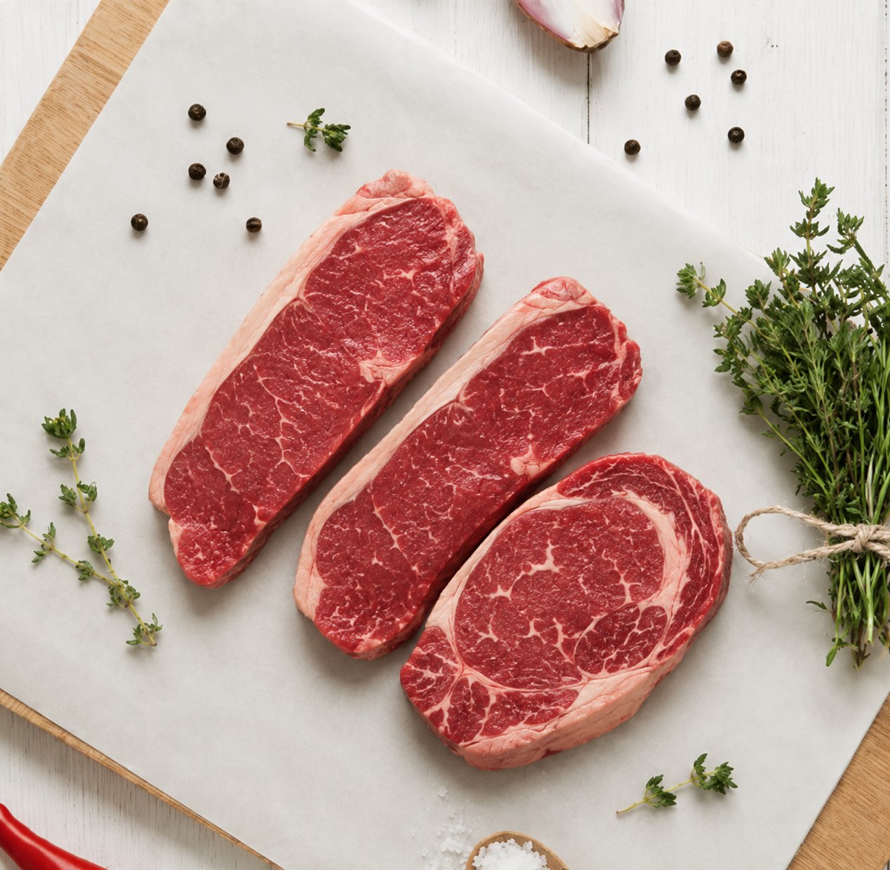 Heritage Harvest USA Beef Promotion | Steak Set Bundle | TOP CHOICE Angus Striploin Steak + CHOICE Ribeye Steak | 900G - Frozen