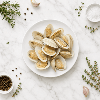 Twinfish Boiled Whole White Clam 1kg - Frozen