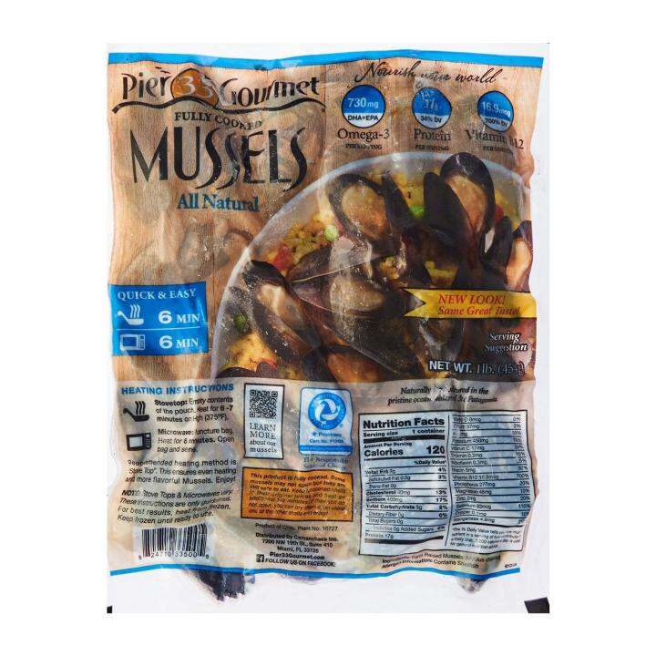 Pier 33 Whole Shell Black Mussel 454G - Frozen